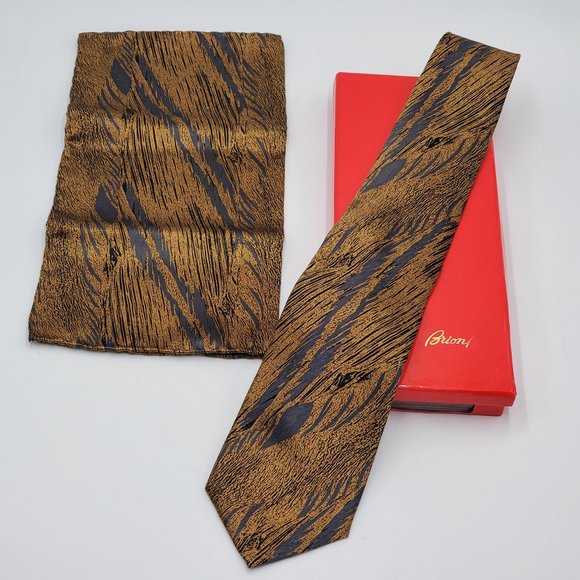 Brioni Other - Brioni Italian Silk Neck Tie & Pocket Sq Set
